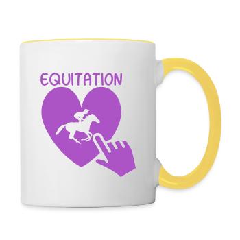 Reiten - Reiter Geschenkidee - Tasse zweifarbig - Weiß/Gelb - Rechts