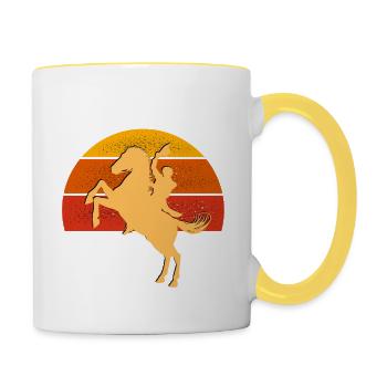 Vintage Reiten - Cavalier Geschenkidee - Tasse zweifarbig - Weiß/Gelb - Rechts