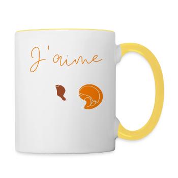 équitation cheval - idee cadeau cavalière - Mug contrasté - blanc/jaune - Droite