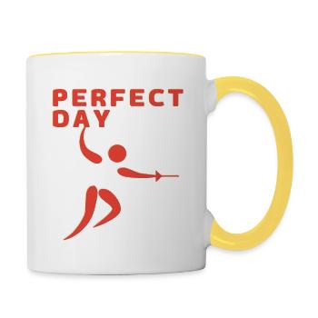 perfect fencing- Ideal for a Fencing Fan - Contrasting Mug - white/yellow - Right
