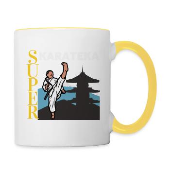 Super Karateka - idee cadeau karate - Mug contrasté - blanc/jaune - Droite