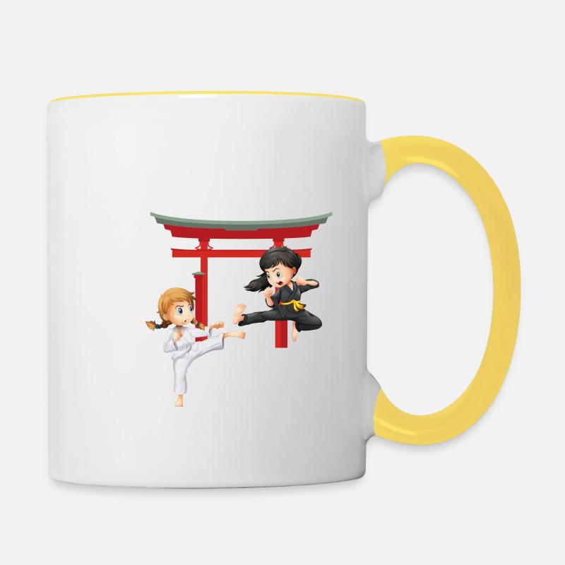 Karate enfant - idee cadeau karate - Mug contrasté - blanc/jaune