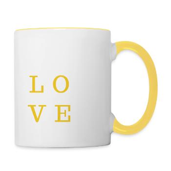 Kata Liebe - Karate Geschenkidee - Tasse zweifarbig - Weiß/Gelb - Rechts