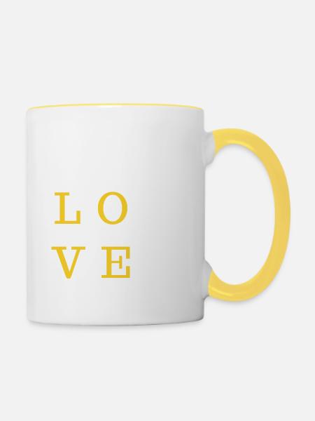 Kata Liebe - Karate Geschenkidee - Tasse zweifarbig - Weiß/Gelb