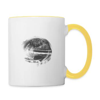 mon premier amour kayak - Mug contrasté - blanc/jaune - Droite