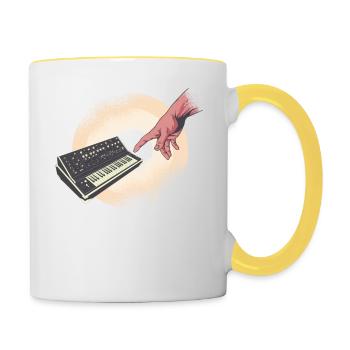 Sound Engineer Synthesizer Art - Tasse zweifarbig - Weiß/Gelb - Rechts