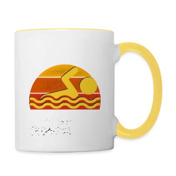 vintage swimming - Contrasting Mug - white/yellow - Right