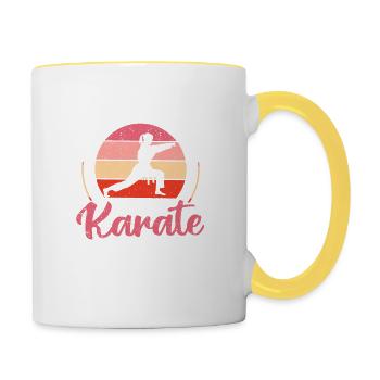 Arts martiaux J’ai la vie d’un courage de karaté - Mug contrasté - blanc/jaune - Droite