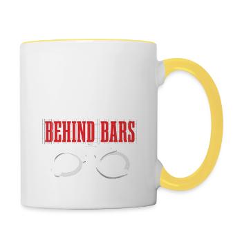 Krankenschwester Hinter Gittern Für Lustige - Tasse zweifarbig - Weiß/Gelb - Rechts