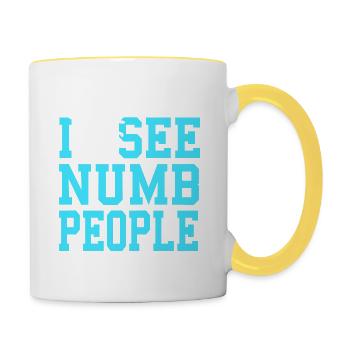 I See Numb People Funny Dentist T-Shirt Present - Contrasting Mug - white/yellow - Right