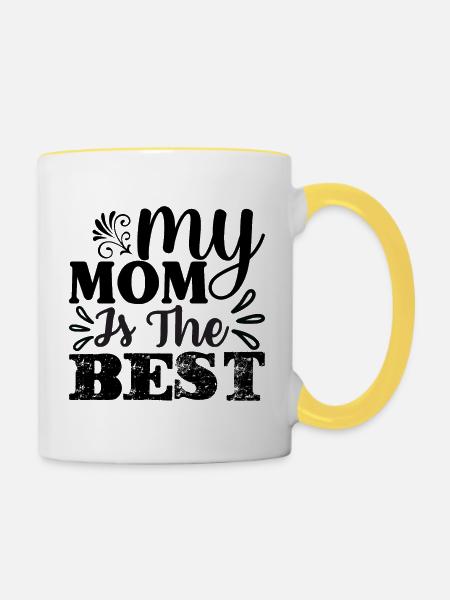 Meine Mutter die Beste - Tasse zweifarbig - Weiß/Gelb