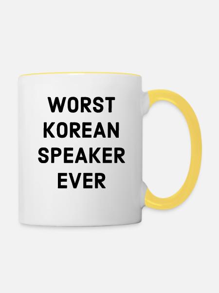 Schlecht Koreanisch Sprechen - Tasse zweifarbig - Weiß/Gelb