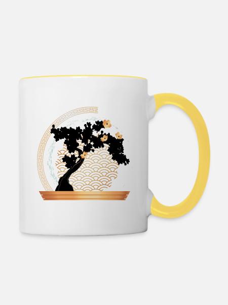 Baum - Tasse zweifarbig - Weiß/Gelb