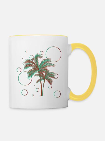 Baum - Tasse zweifarbig - Weiß/Gelb