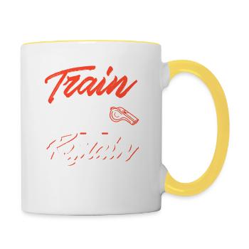 Entraînez-vous fou ou restez le même tee d’autocar cool - Mug contrasté - blanc/jaune - Droite