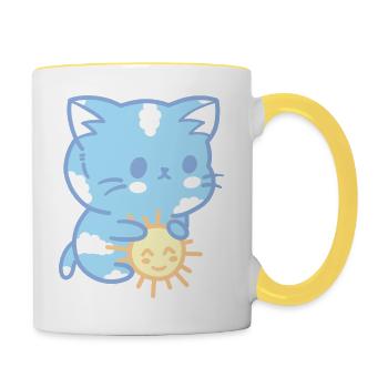 Chat du ciel - Mug contrasté - blanc/jaune - Droite