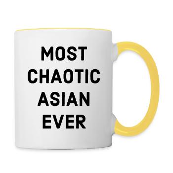 Dicton asiatique Drôle - Mug contrasté - blanc/jaune - Droite