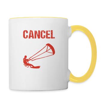 Alles absagen Es gibt Wind Funny Kitesurf Kite - Tasse zweifarbig - Weiß/Gelb - Rechts