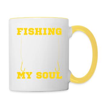 Fishing And Into The River I Go To Lose My Mind - Mug contrasté - blanc/jaune - Droite