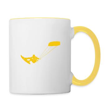 Kitesurf Kite Planche à voile Kitesurf Sport Vent - Mug contrasté - blanc/jaune - Droite