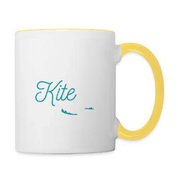 Kite Funny Kitesurfen Kiteboarding Windsurfen Kite - Tasse zweifarbig - Weiß/Gelb - Rechts