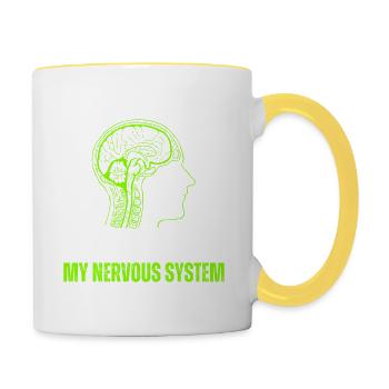 Ask Me About My Nervous System - Mug contrasté - blanc/jaune - Droite