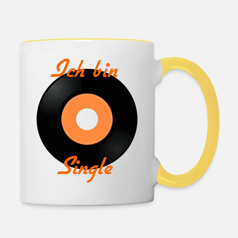 Ich bin Single - Tasse zweifarbig - Weiß/Gelb