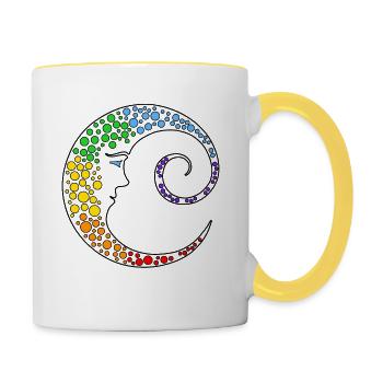 Regenbogenmond - Tasse zweifarbig - Weiß/Gelb - Rechts
