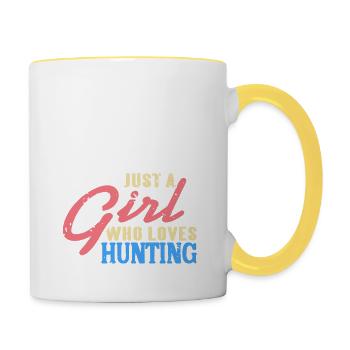 Vintage Juste une fille qui aime le t-shirt de chasse - Mug contrasté - blanc/jaune - Droite