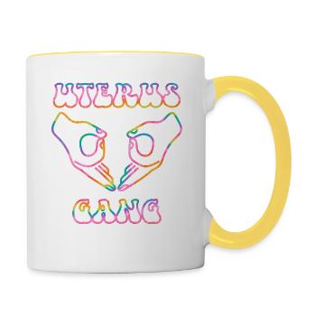 Uterus-Bande - Tasse zweifarbig - Weiß/Gelb - Rechts