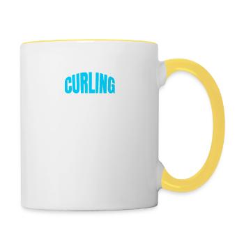 Curling Stein Vater Curl Papa Curler Curlingstein - Tasse zweifarbig - Weiß/Gelb - Rechts
