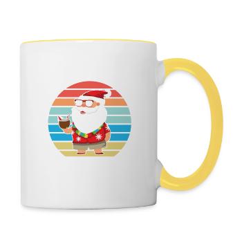 Drôle d’été Plage Vacances Cocktails Noël In - Mug contrasté - blanc/jaune - Droite