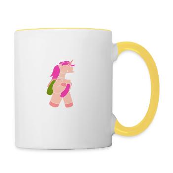 Back To School Cute Masked Unicorn Designs Present - Tasse zweifarbig - Weiß/Gelb - Rechts