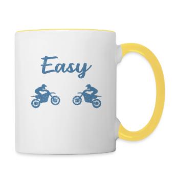 Dirt Bike Motocross Si c’était facile, - Mug contrasté - blanc/jaune - Droite