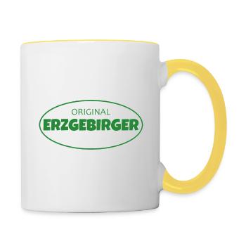 Erzgebirge meine Heimat - Tasse zweifarbig - Weiß/Gelb - Rechts