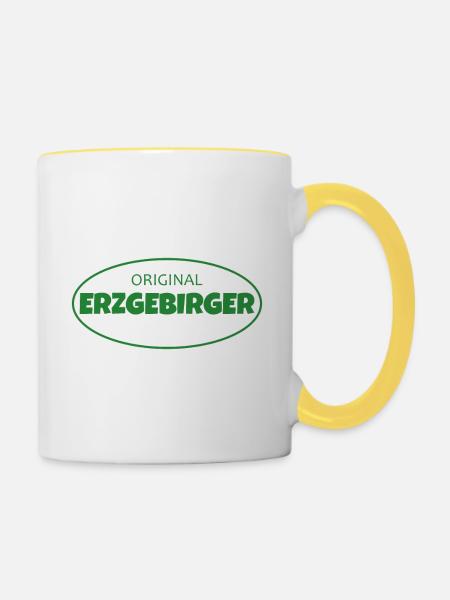 Erzgebirge meine Heimat - Tasse zweifarbig - Weiß/Gelb