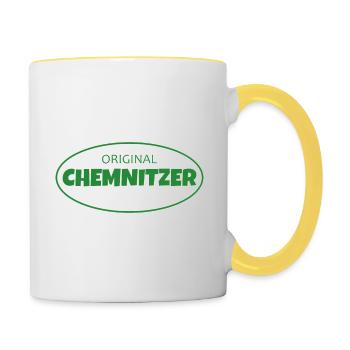Erzgebirge meine Heimat - Tasse zweifarbig - Weiß/Gelb - Rechts