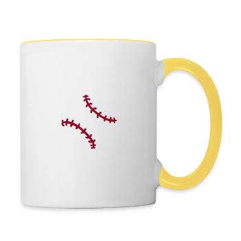 Baseball Amateur de baseball Femme Jeu de baseball - Mug contrasté - blanc/jaune - Droite