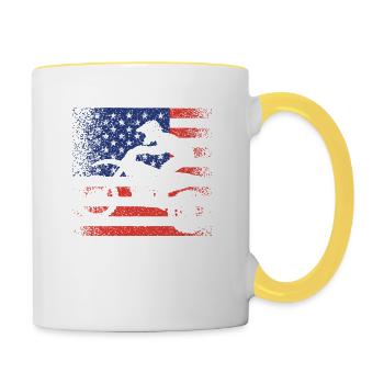 Braaap Vintage USA Drapeau Américain Dirt Bike - Mug contrasté - blanc/jaune - Droite