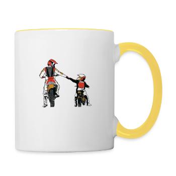 Like the father so the son Moto Cross Braaap Dirt - Contrasting Mug - white/yellow - Right