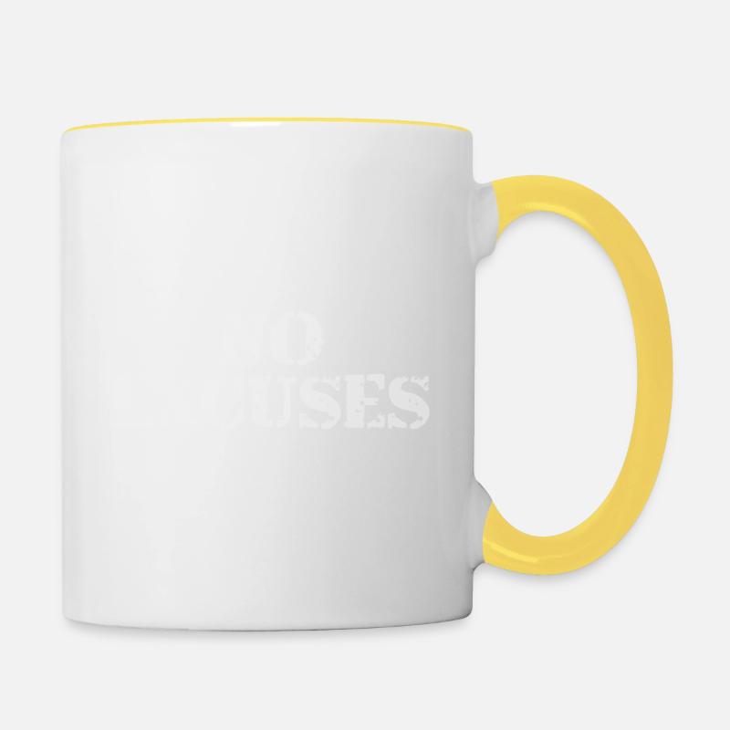No Excuses - Contrasting Mug - white/yellow