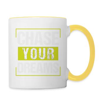 Poursuivez vos rêves - Mug contrasté - blanc/jaune - Droite