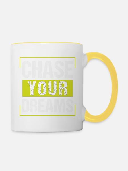 Chase Your Dreams - Tasse zweifarbig - Weiß/Gelb