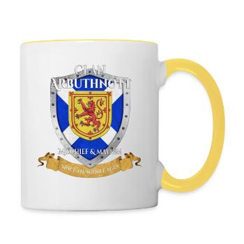 Arbuthnott Scottish Family Clan Scotland Shield - Contrasting Mug - white/yellow - Right