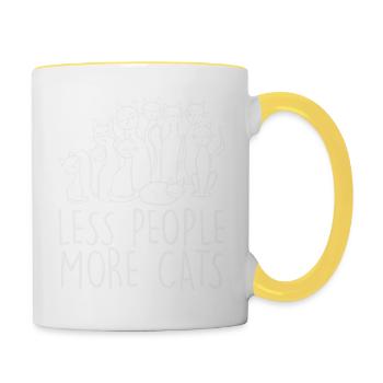 Less People More Cats - Contrasting Mug - white/yellow - Right