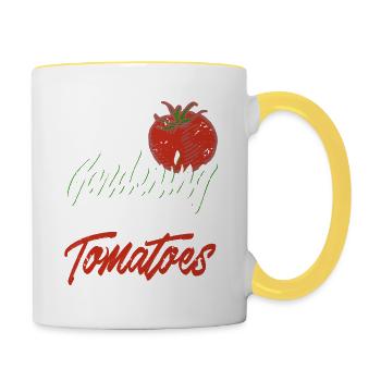 I Love Gardening From My Head Tomatoes Funny - Tasse zweifarbig - Weiß/Gelb - Rechts