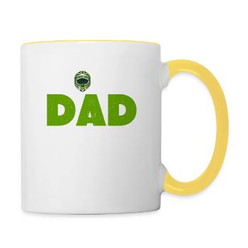 Drôle Dirt Bike Motocross Papa Fête des Pères Motard - Mug contrasté - blanc/jaune - Droite
