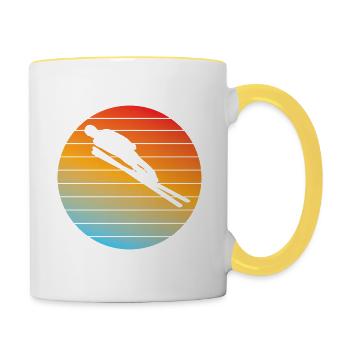 Skisprung Skispringer Wintersport Skifliegen Ski - Tasse zweifarbig - Weiß/Gelb - Rechts