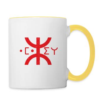MOTIFS AMAZIGH BERBERE KABYLE Z AMAZIGH ALGERIE - Mug contrasté - blanc/jaune - Droite
