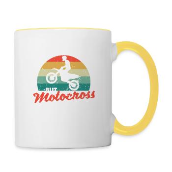 School is important, but motorcross is more important - Contrasting Mug - white/yellow - Right